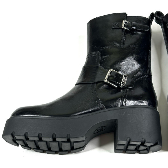 Michael Kors Perry Crinkled Patent Leather Moto Boot Women's 7M Buckled New - Picture 6 of 14